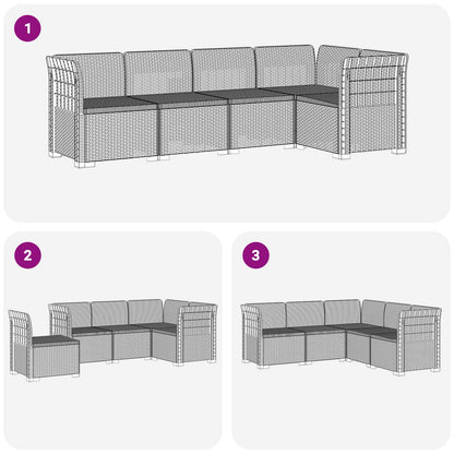 5-Seater Garden Sofa Rattan Look PP White