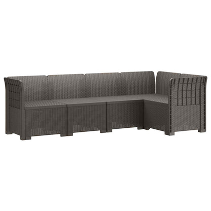 5-Seater Garden Sofa Rattan Look PP Light Grey