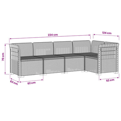 5-Seater Garden Sofa Rattan Look PP Light Grey
