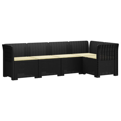 5-Seater Garden Sofa with Cushions Rattan Look PP Anthracite