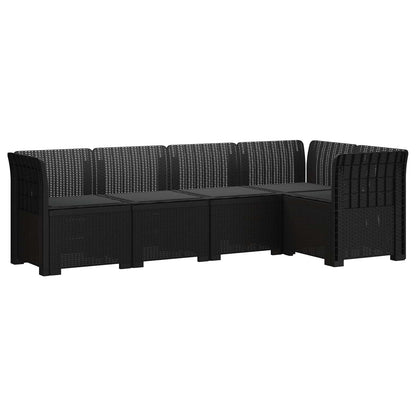 5-Seater Garden Sofa with Cushions Rattan Look PP Anthracite