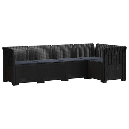 5-Seater Garden Sofa with Cushions Rattan Look PP Anthracite