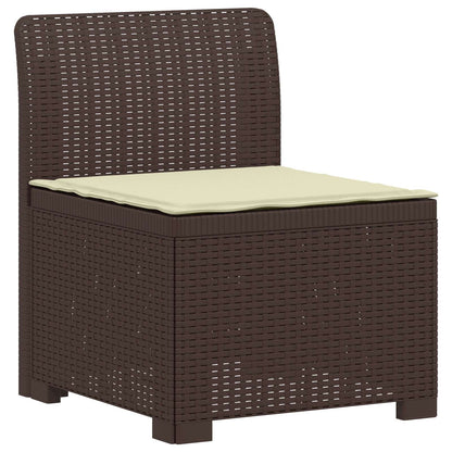 5-Seater Garden Sofa with Cushions Rattan Look PP Brown