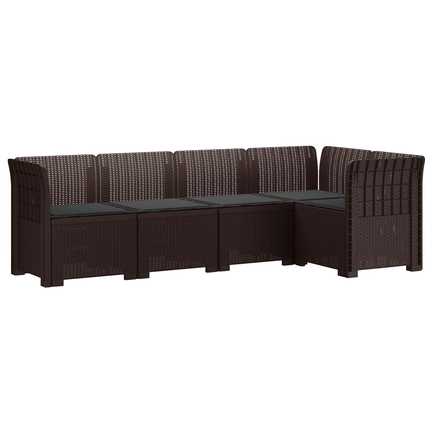 5-Seater Garden Sofa with Cushions Rattan Look PP Brown