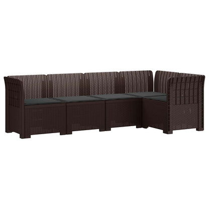 5-Seater Garden Sofa with Cushions Rattan Look PP Brown