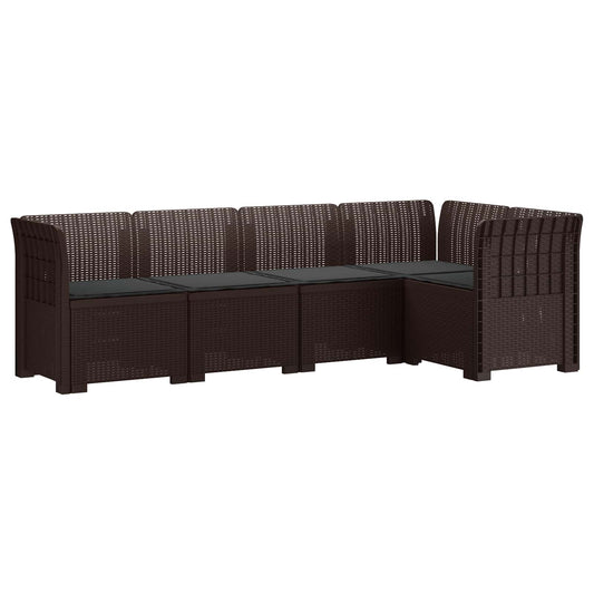 5-Seater Garden Sofa with Cushions Rattan Look PP Brown
