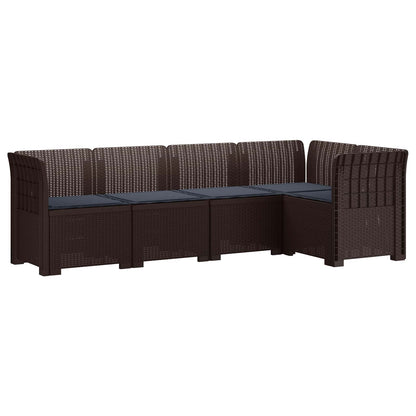 5-Seater Garden Sofa with Cushions Rattan Look PP Brown