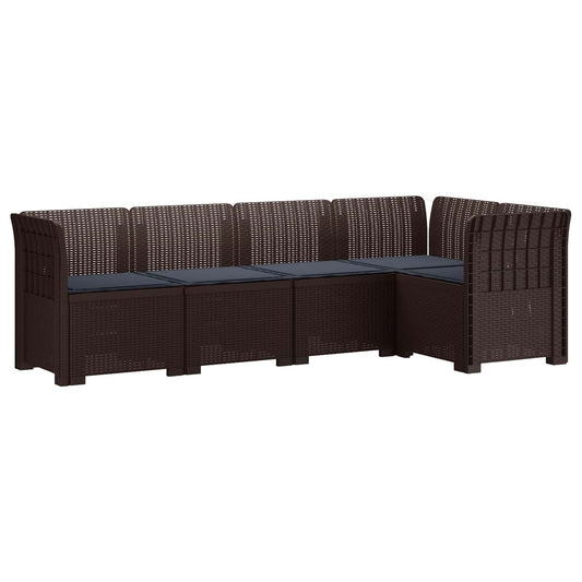 5-Seater Garden Sofa with Cushions Rattan Look PP Brown