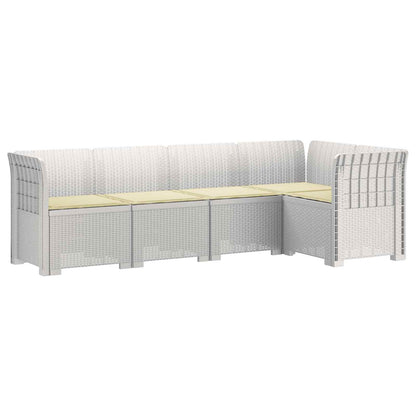 5-Seater Garden Sofa with Cushions Rattan Look PP White