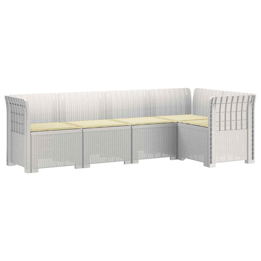 5-Seater Garden Sofa with Cushions Rattan Look PP White