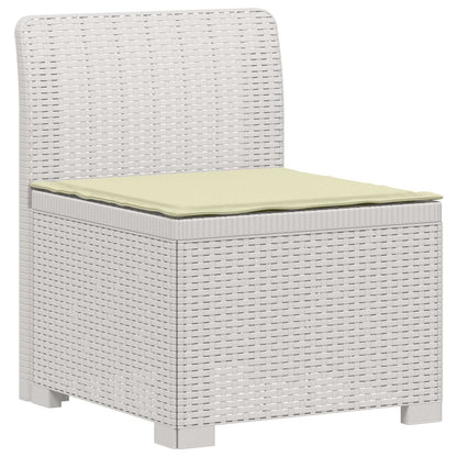 5-Seater Garden Sofa with Cushions Rattan Look PP White