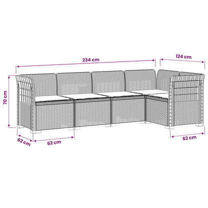 5-Seater Garden Sofa with Cushions Rattan Look PP White