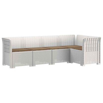 5-Seater Garden Sofa with Cushions Rattan Look PP White
