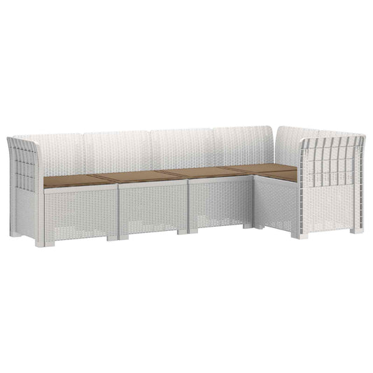5-Seater Garden Sofa with Cushions Rattan Look PP White