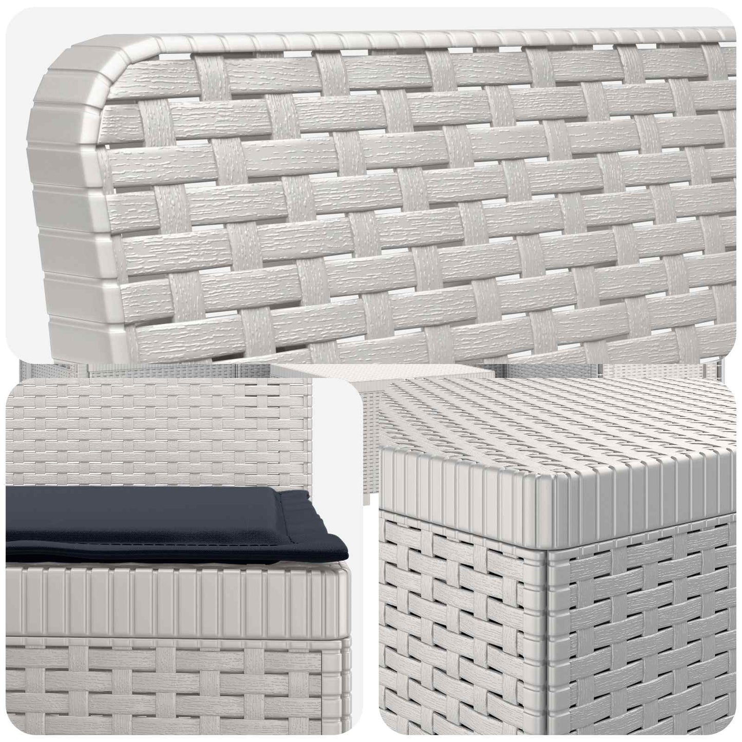 5-Seater Garden Sofa with Cushions Rattan Look PP White