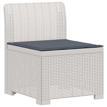 5-Seater Garden Sofa with Cushions Rattan Look PP White