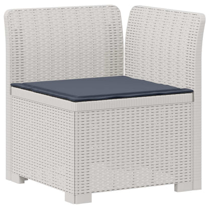 5-Seater Garden Sofa with Cushions Rattan Look PP White
