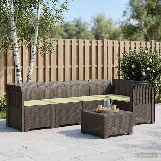 5-Seater Garden Sofa with Cushions Rattan Look PP Light Grey