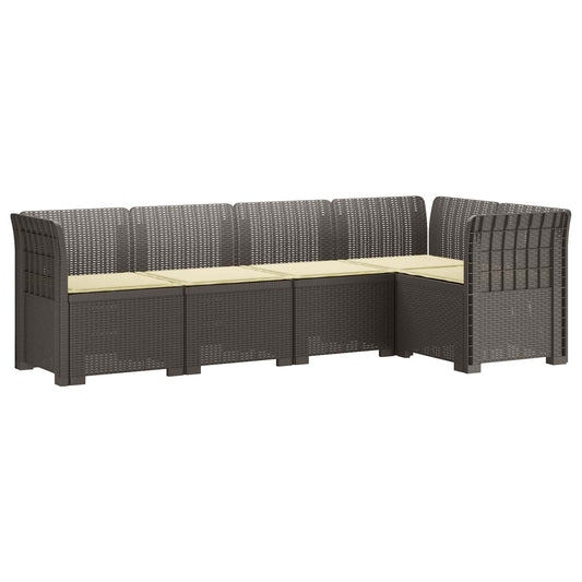 5-Seater Garden Sofa with Cushions Rattan Look PP Light Grey
