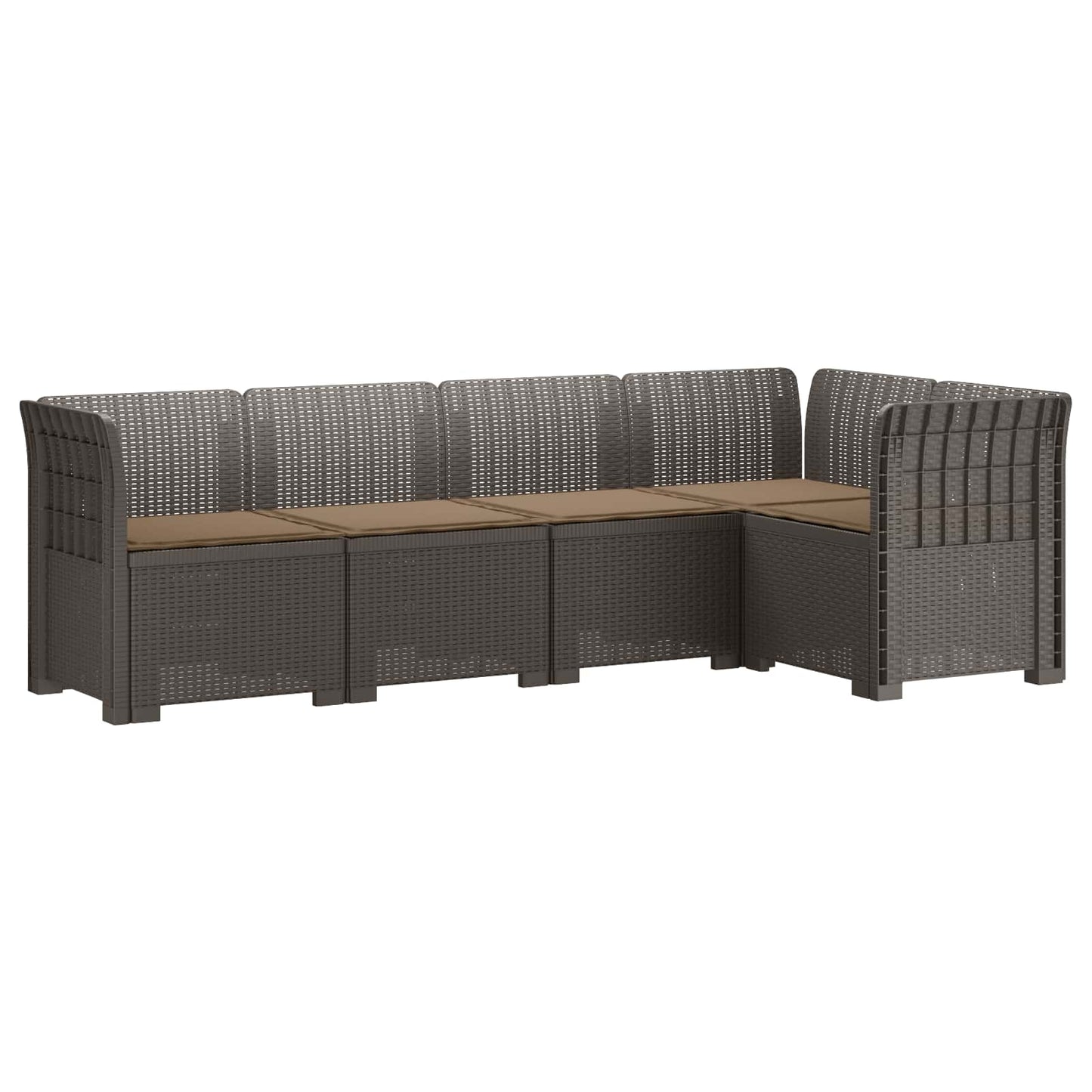 5-Seater Garden Sofa with Cushions Rattan Look PP Light Grey