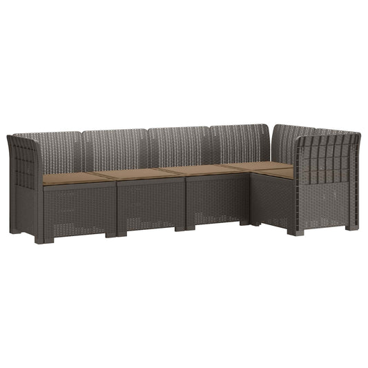 5-Seater Garden Sofa with Cushions Rattan Look PP Light Grey