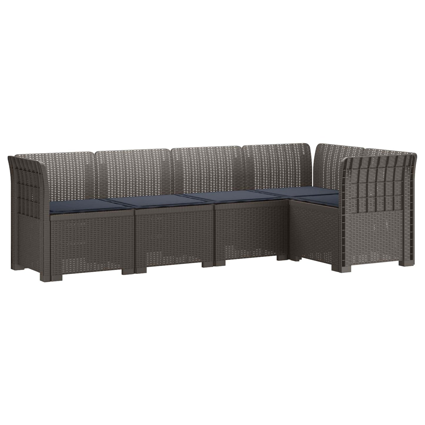 5-Seater Garden Sofa with Cushions Rattan Look PP Light Grey