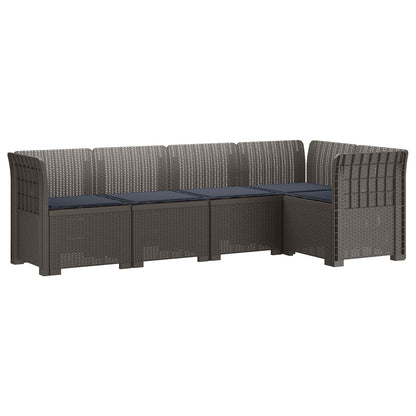 5-Seater Garden Sofa with Cushions Rattan Look PP Light Grey