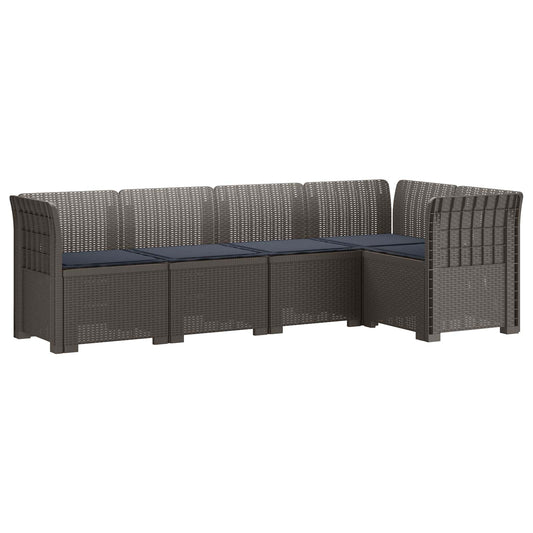 5-Seater Garden Sofa with Cushions Rattan Look PP Light Grey