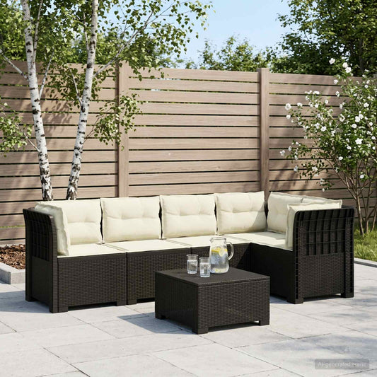 5-Seater Garden Sofa with Cushions Rattan Look PP Anthracite