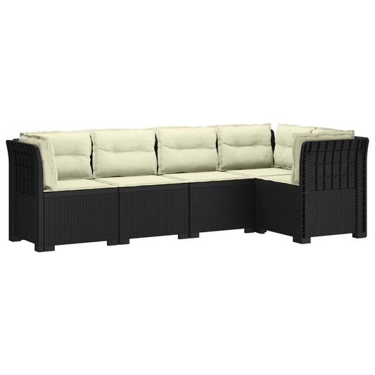 5-Seater Garden Sofa with Cushions Rattan Look PP Anthracite