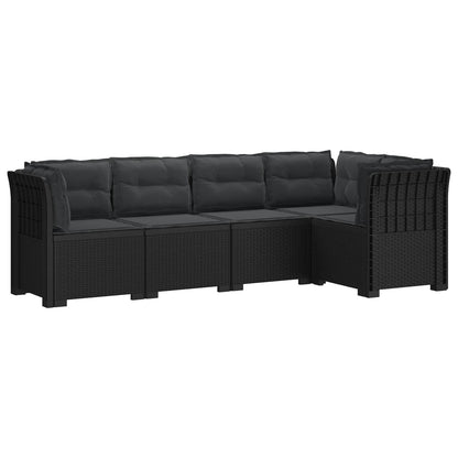 5-Seater Garden Sofa with Cushions Rattan Look PP Anthracite