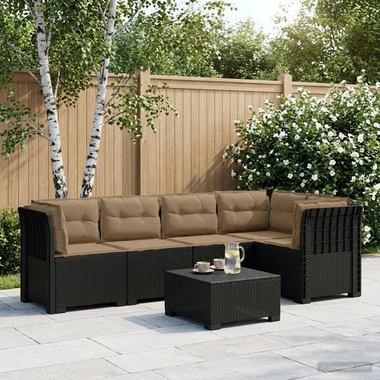 5-Seater Garden Sofa with Cushions Rattan Look PP Anthracite