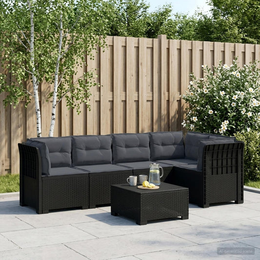 5-Seater Garden Sofa with Cushions Rattan Look PP Anthracite