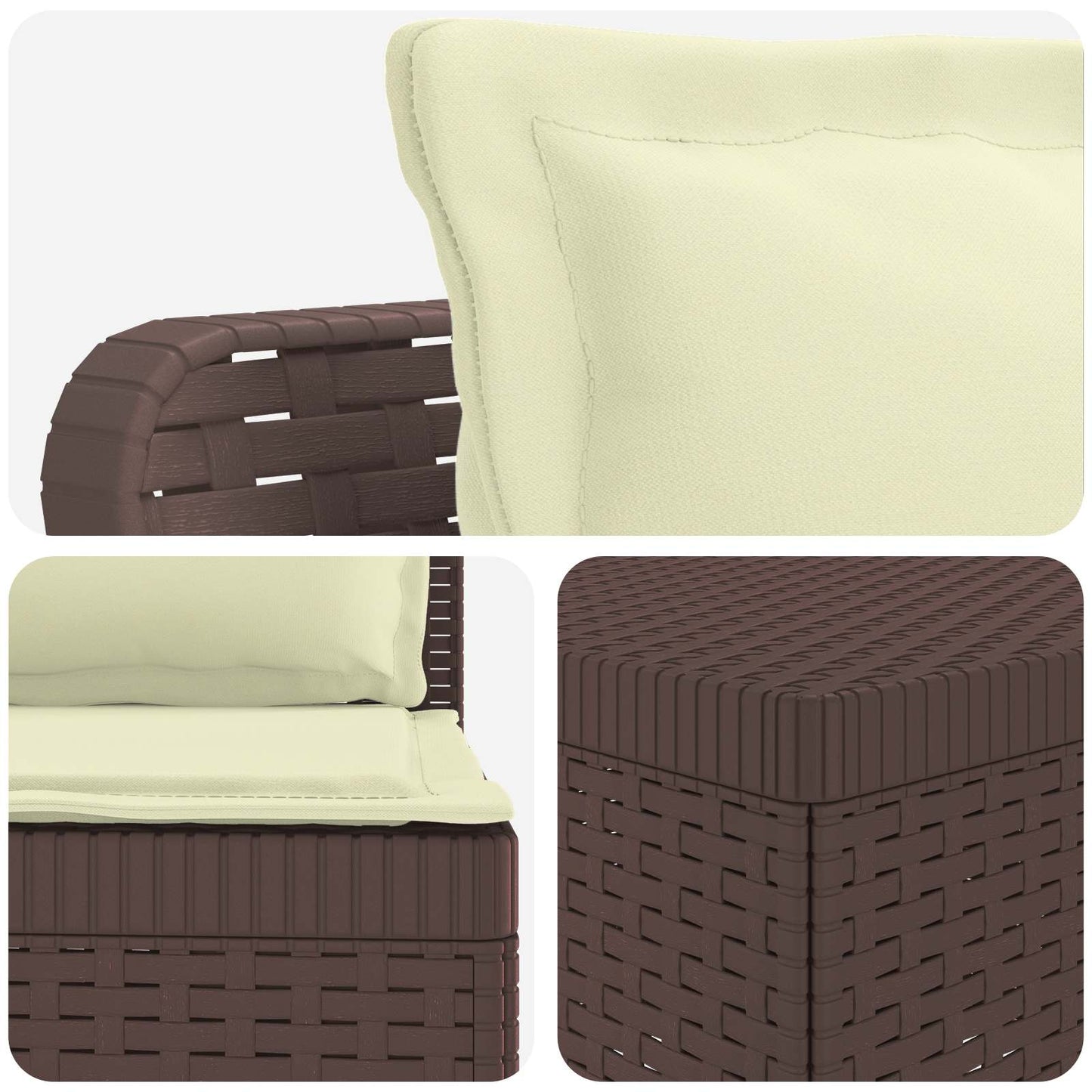 5-Seater Garden Sofa with Cushions Rattan Look PP Brown
