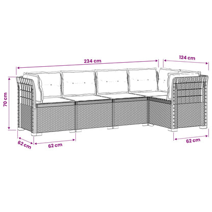 5-Seater Garden Sofa with Cushions Rattan Look PP Brown