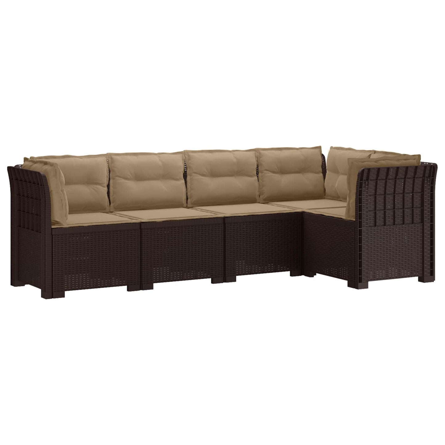 5-Seater Garden Sofa with Cushions Rattan Look PP Brown
