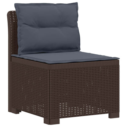5-Seater Garden Sofa with Cushions Rattan Look PP Brown