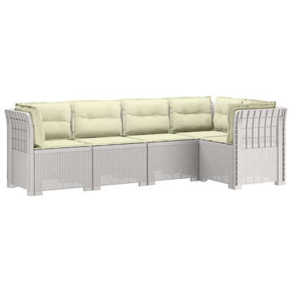 5-Seater Garden Sofa with Cushions Rattan Look PP White