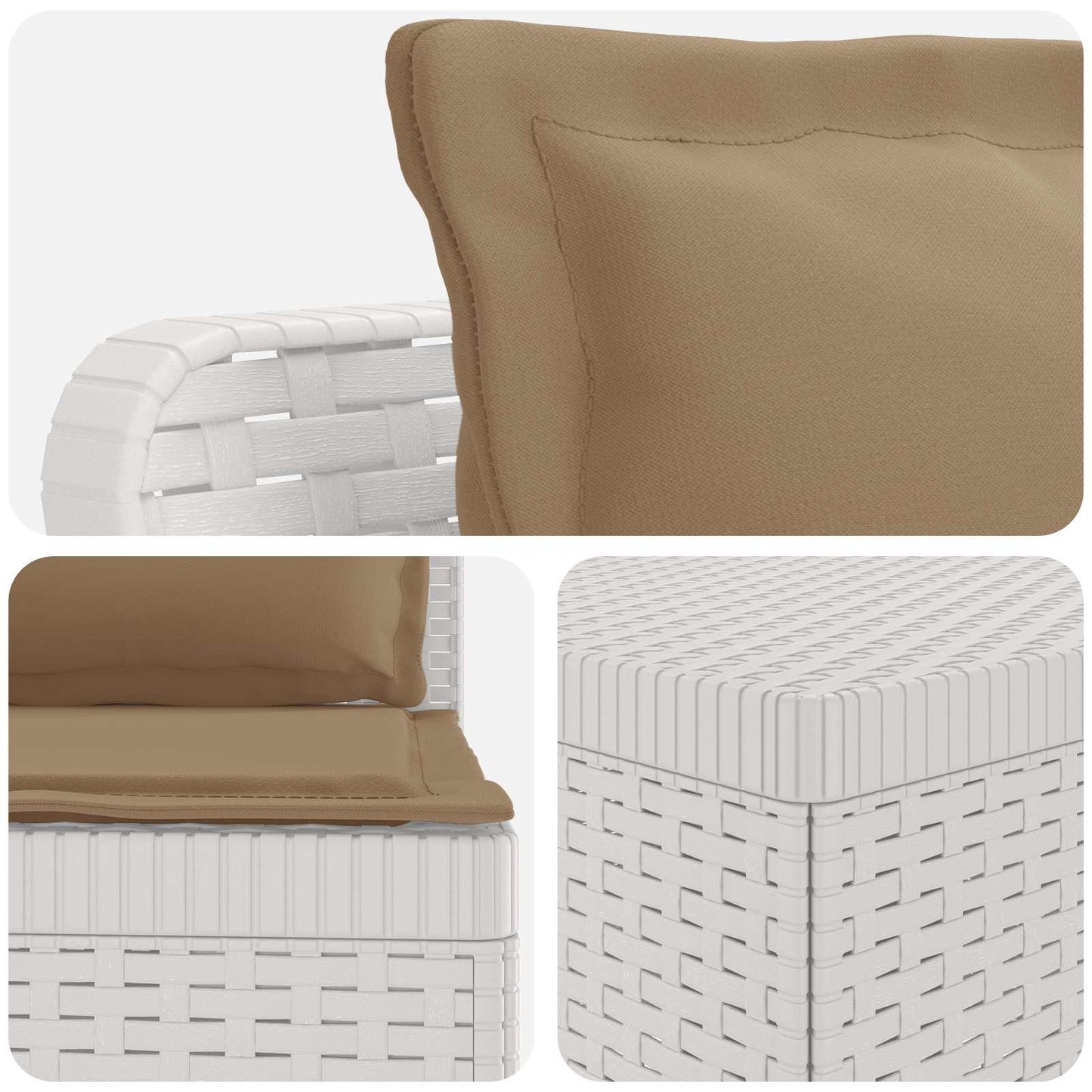 5-Seater Garden Sofa with Cushions Rattan Look PP White