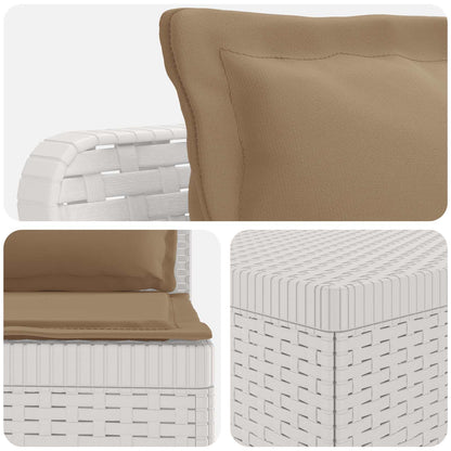 5-Seater Garden Sofa with Cushions Rattan Look PP White