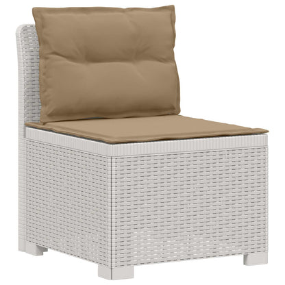 5-Seater Garden Sofa with Cushions Rattan Look PP White