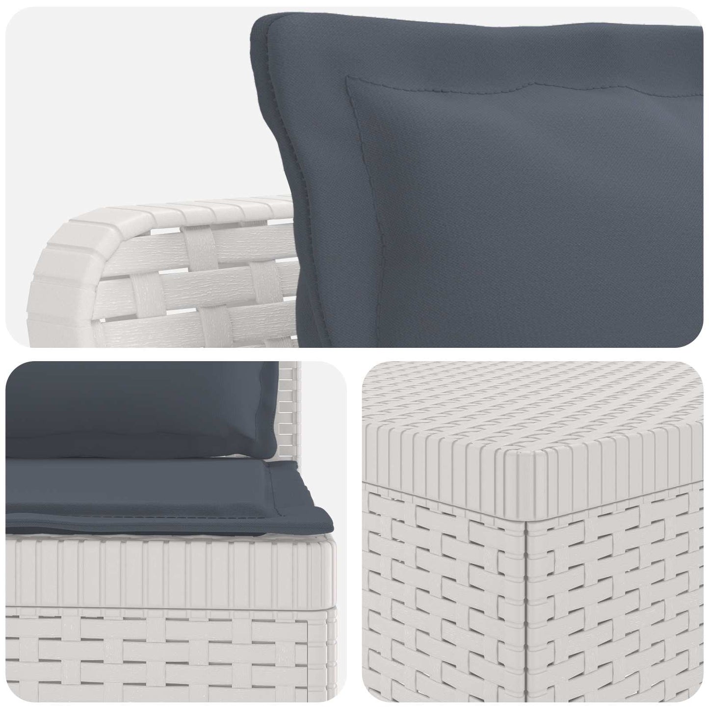 5-Seater Garden Sofa with Cushions Rattan Look PP White