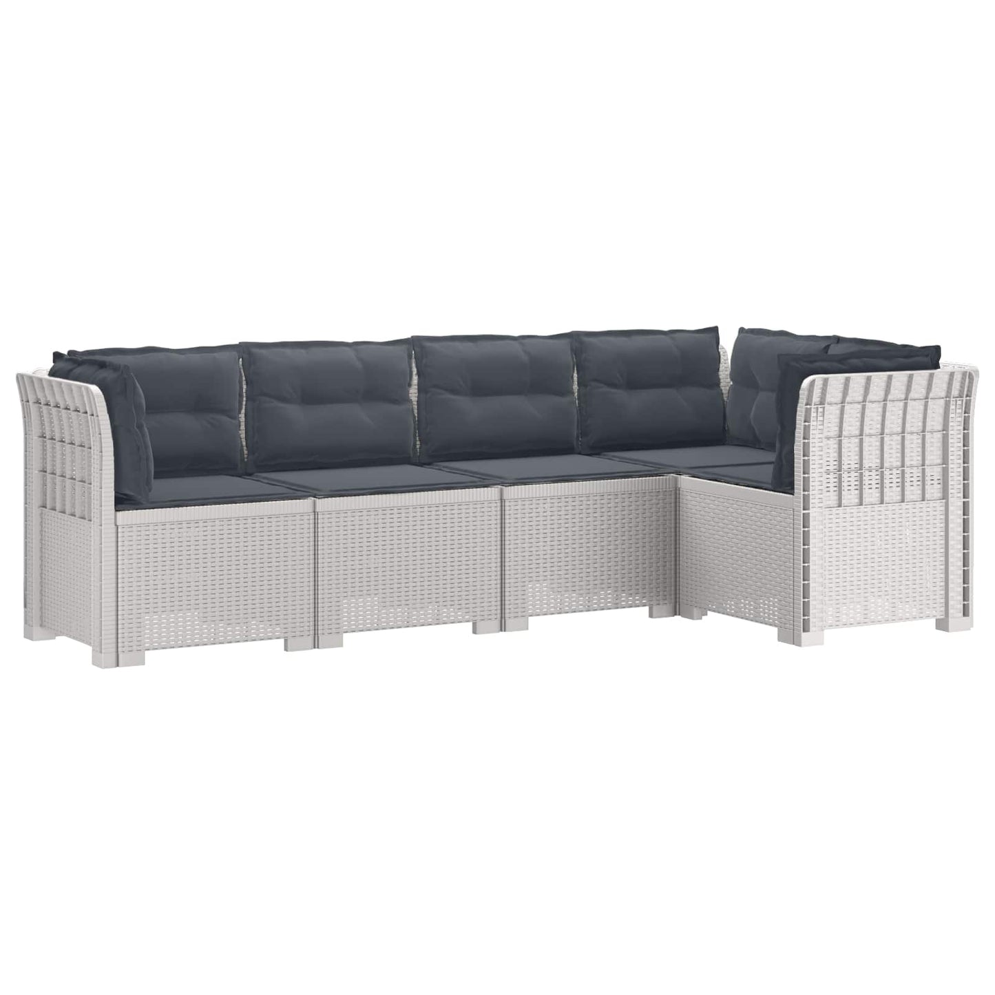 5-Seater Garden Sofa with Cushions Rattan Look PP White