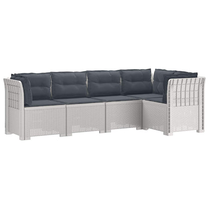 5-Seater Garden Sofa with Cushions Rattan Look PP White