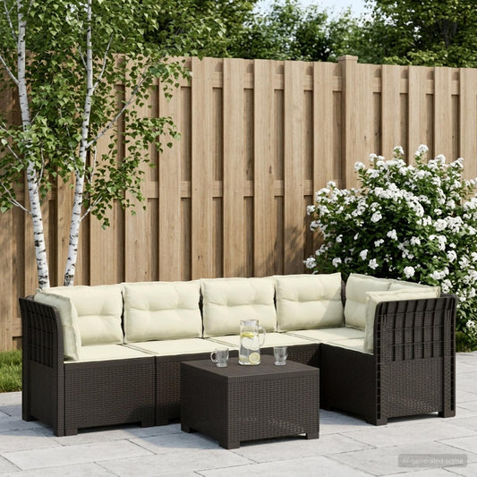 5-Seater Garden Sofa with Cushions Rattan Look PP Light Grey