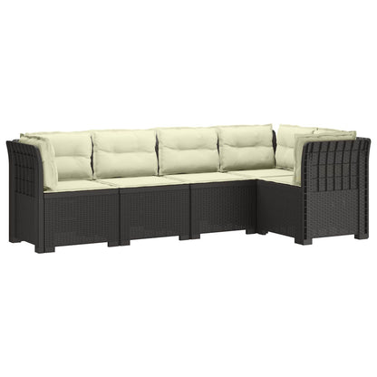 5-Seater Garden Sofa with Cushions Rattan Look PP Light Grey