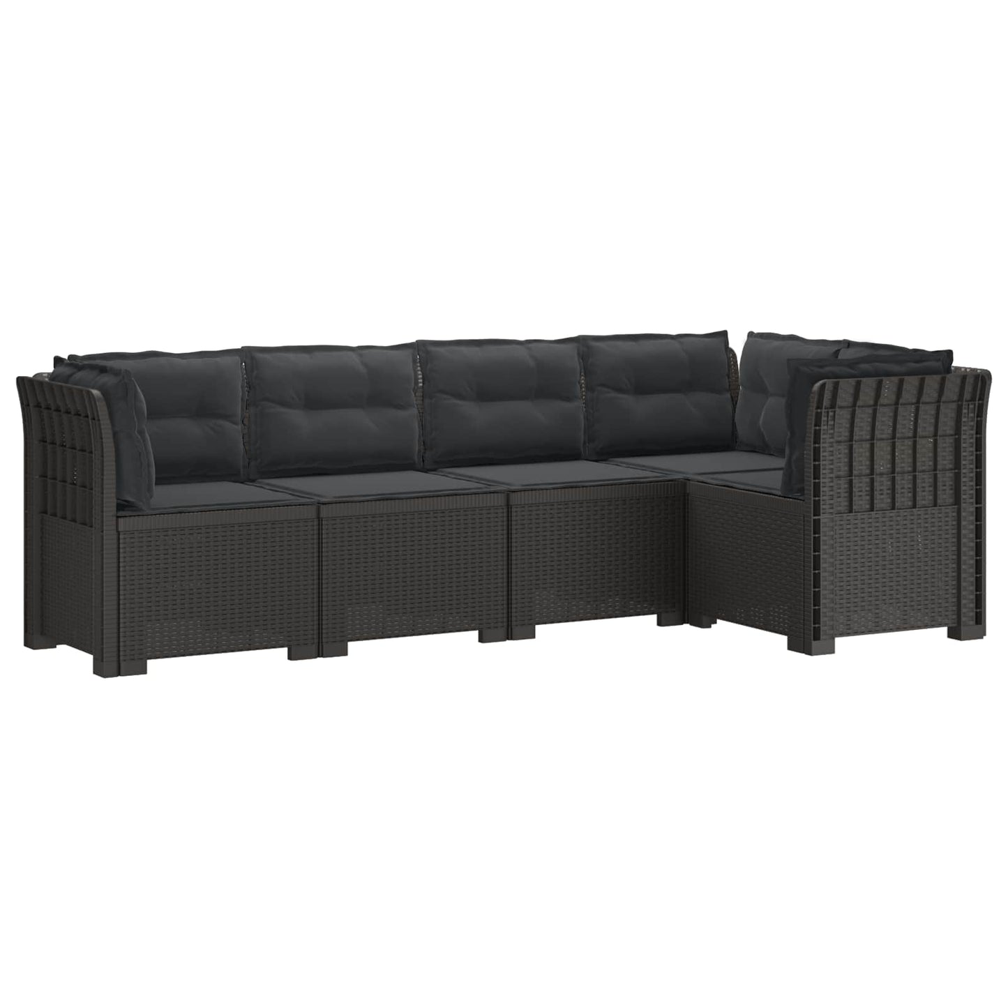 5-Seater Garden Sofa with Cushions Rattan Look PP Light Grey