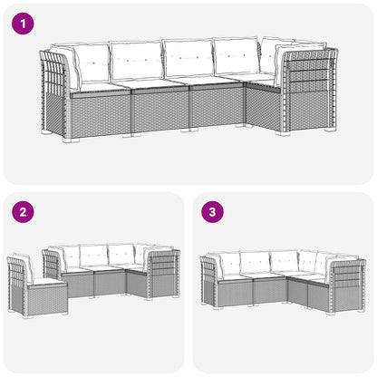 5-Seater Garden Sofa with Cushions Rattan Look PP Light Grey