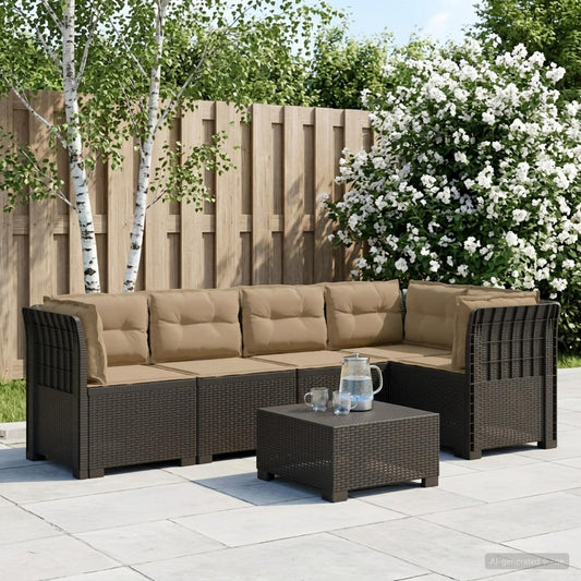 5-Seater Garden Sofa with Cushions Rattan Look PP Light Grey