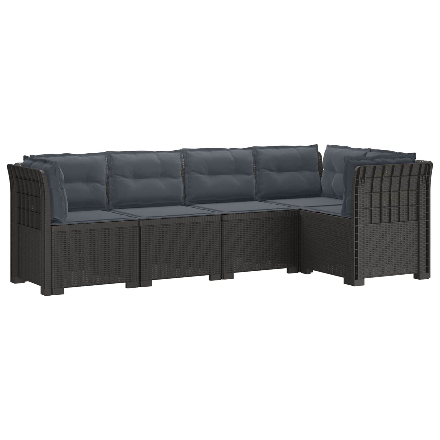 5-Seater Garden Sofa with Cushions Rattan Look PP Light Grey